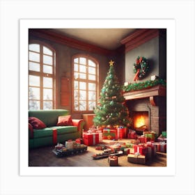 Christmas Tree In The Living Room 51 Art Print