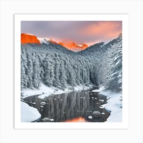 Sunrise Over The River Art Print