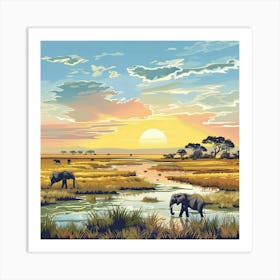 Sunset In The Savannah 3 Art Print