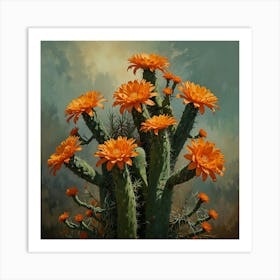 Orange Cactus Art Print