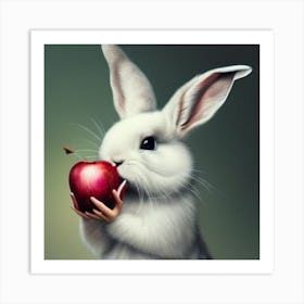 Rabbit Eating Apple Art Print