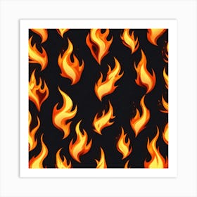 Flames On Black Background 69 Art Print