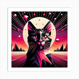 Fiddlesticks Low Poly Cat Art Print