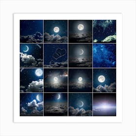 Collage Of Moon And Clouds Art Print