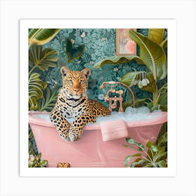 Leopard In The Bath Art Print