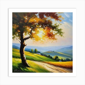 Tree On The Road 1 Art Print