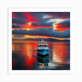 Sunset On A Boat Art Print