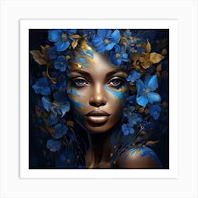 Blue Flower Girl 4 Art Print