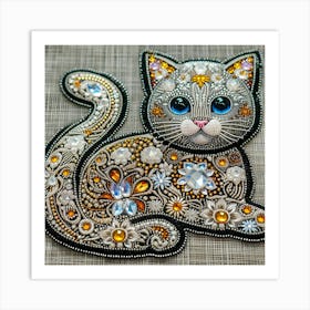 Embroidery Cat Art Print