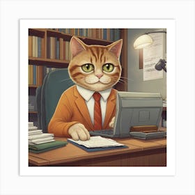 Cat In Business Suit 1 Art Print