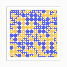 Blue And Yellow Dots 2 Art Print