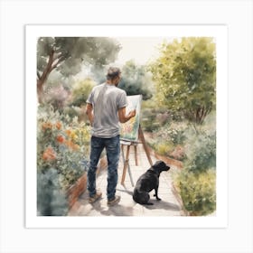 Gardener And Dog Art Print