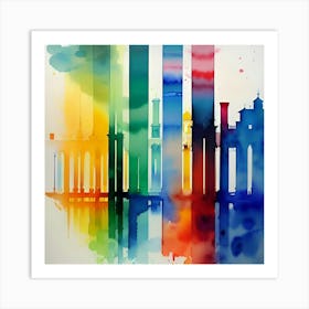 Rainbow Cityscape 1 Art Print