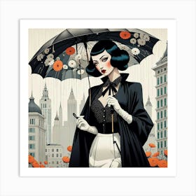 Lady With An Umbrella Art Print