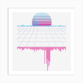 Outrun Synthwave Vaporwave Aesthetic Sunset Music Art Print