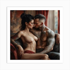 Tattooed Couple Art Print