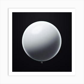 White Balloon Isolated On Black Art Print