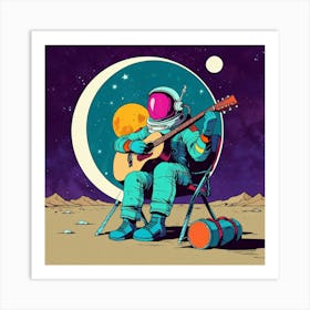 Astronaut Playing Guitar Poster