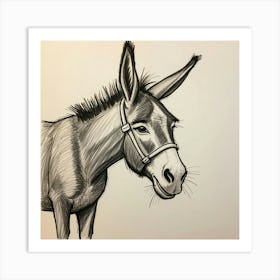 Donkey Drawing Art Print