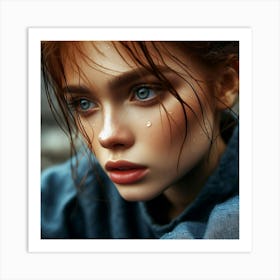 Portrait Of A Girl With Blue Eyes Art Print