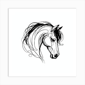 Horse Line Art 02 Art Print