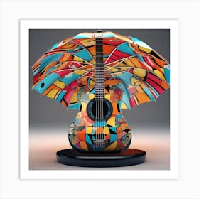 Guitar With Umbrella 6 Art Print
