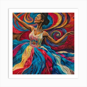 Dancer In A Colorful Dress Art Print