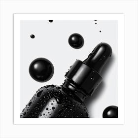 Black Bottle With Drops Art Print