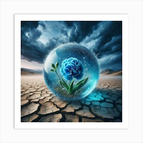 Blue Flower In A Glass Ball Art Print