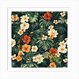 Tropical Floral Wallpaper Art Art Print