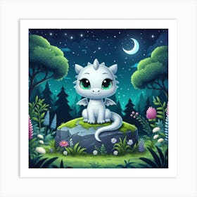 Cute Dragon In The Forest Art Print