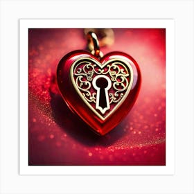 Red locket heart Art Print