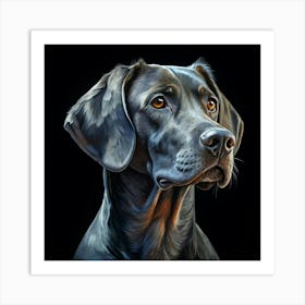 Black Dog Portrait With Brown Eyes Art Print