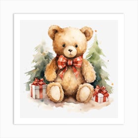 Christmas Teddy Bear 1 Art Print