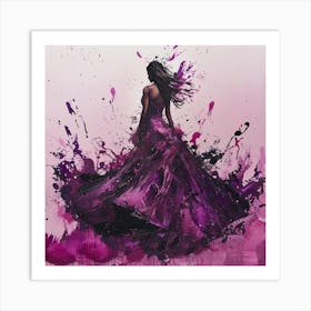 Girl In A Purple Dress Art Print