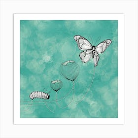 Butterfly And Caterpillar Art Print