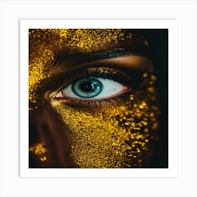 Gold Glitter Face Art Print