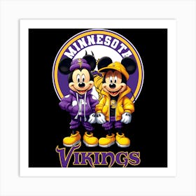 Mickey And Minnie Minnesota Vikings Art Print