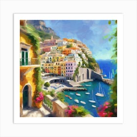 Amalfi Coast Impressions Sunny Day In Vibrant Oil (6) Art Print