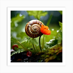 Snail On A Flower 9 Art Print