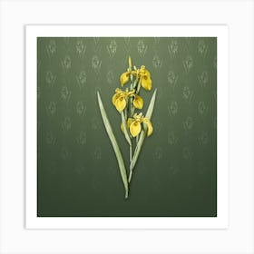 Vintage Irises Botanical on Lunar Green Pattern n.0359 Art Print