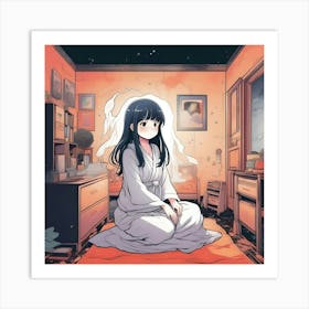 Manga Girl In A Room 1 Art Print