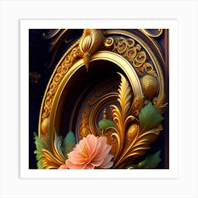 Golden Floral Decoration Art Print