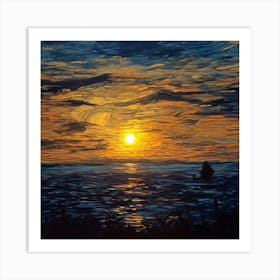 Sunset Over The Ocean Art Print