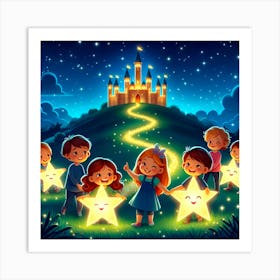 Children With Stars In The Night Art Print