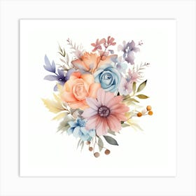 Watercolor Bouquet Of Flowers Art Print