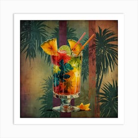 Tropical Cocktail On A Tropical Background Art Print