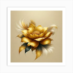 Golden Lotus Flower 5 Art Print