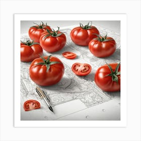 Tomatoes On Paper Art Print