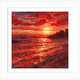 Sunset At The Beach 18 Art Print